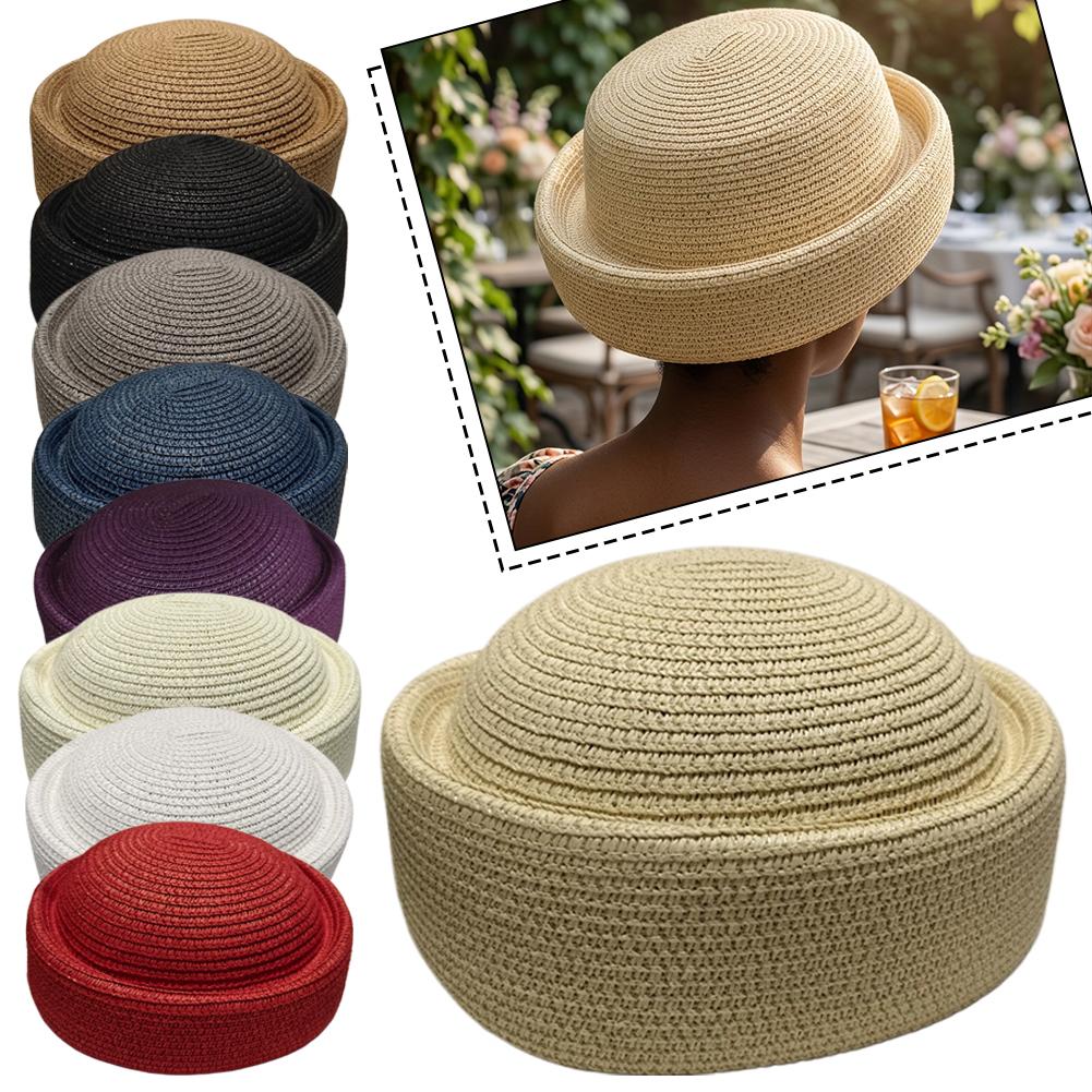 Paper Straw Color - Solid Color Straw Bucket Hat Summer