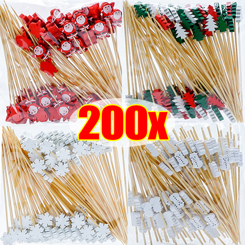 Centerpiece Stick - 200/50PCS Christmas Fruit Skewer Santa Claus