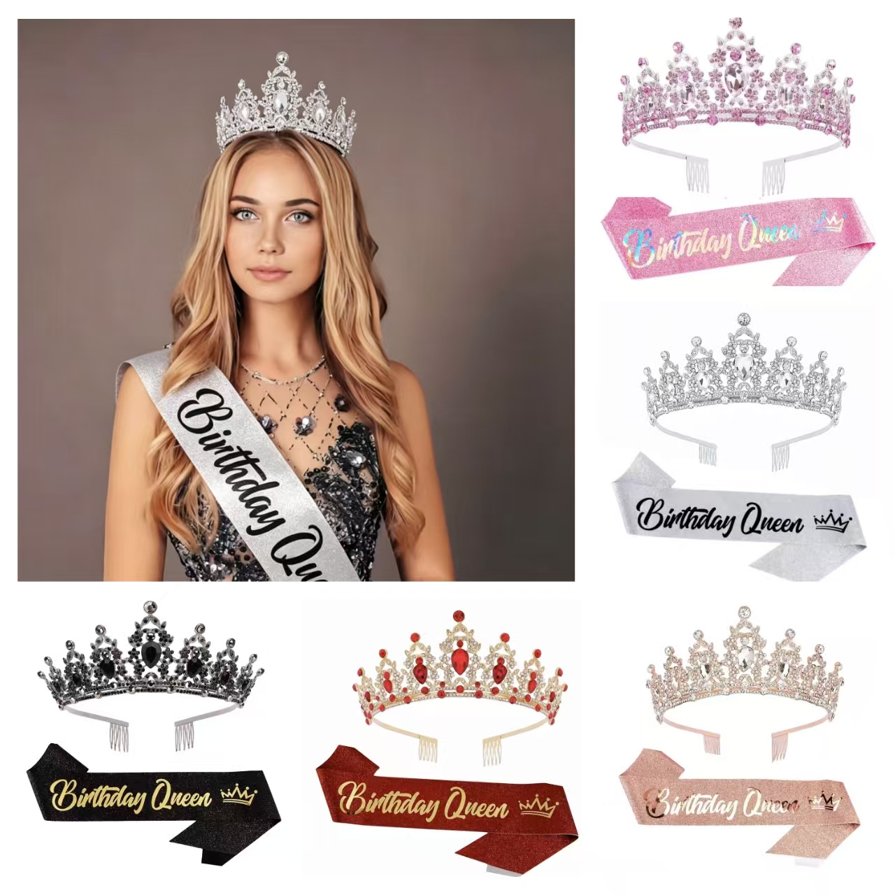 Birthday Sash Glitter - Women And Girl Baroque Rhinestones Birthday