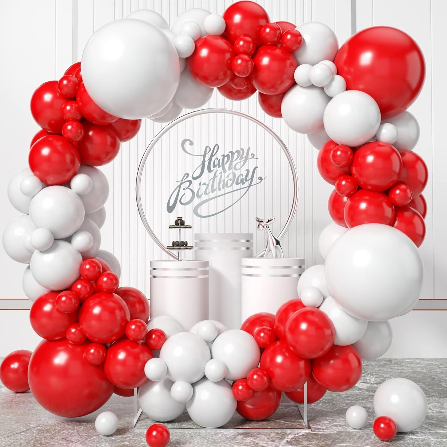 Balloon Arch Kit - 100 pieces of red and white