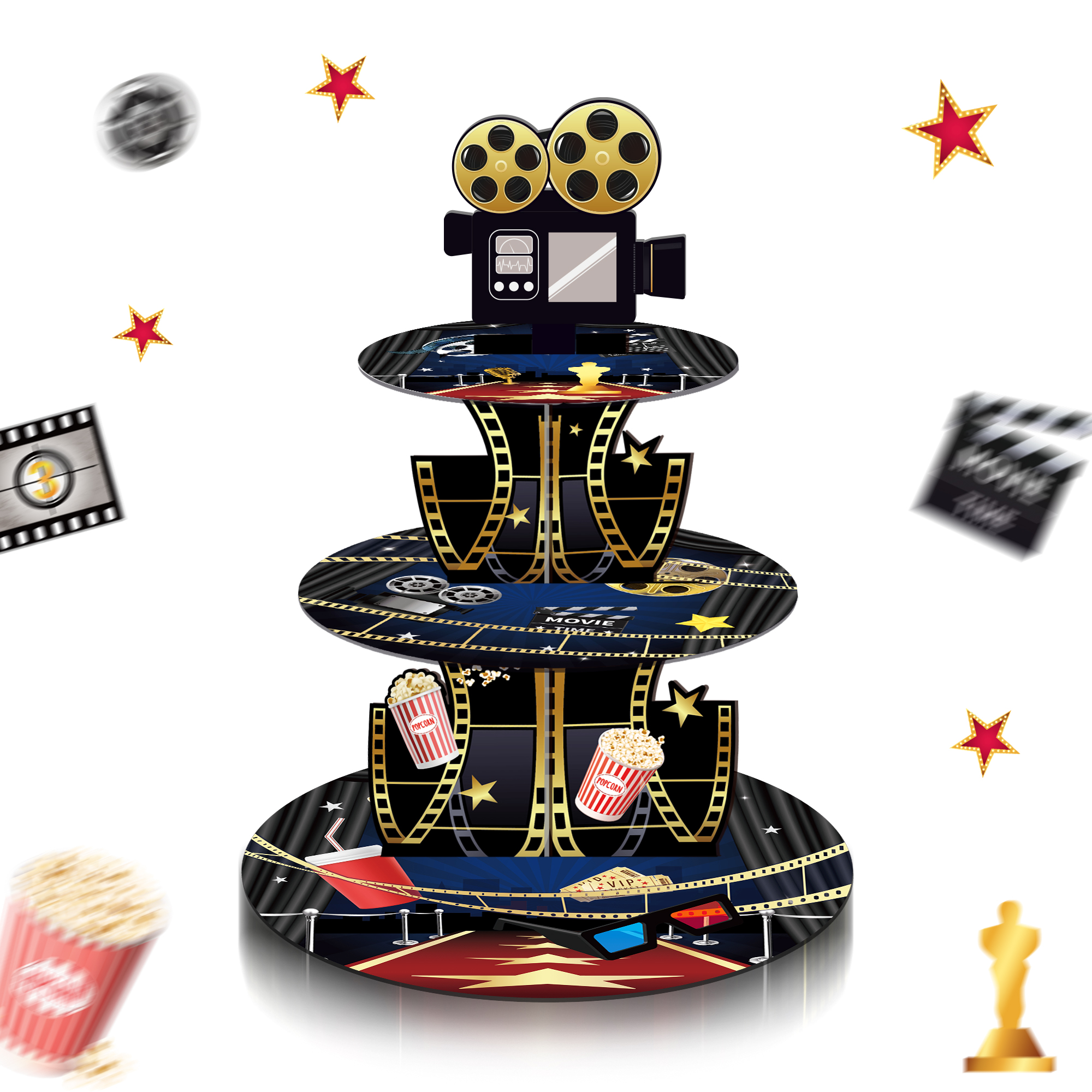 Cupcake Stand Tier - 3 Tier Hollywood Cinema Festival Party
