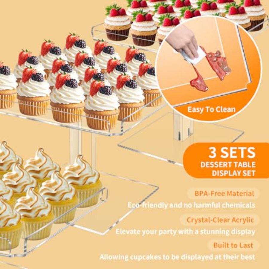 3 Tiered Serving Tray Set for  - Cupcake Stand Tier บทวิจารณ์และราคา