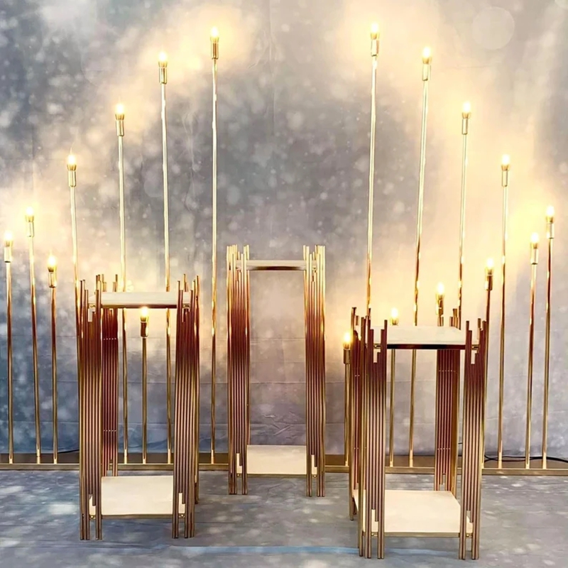 decoration gold metal walkway  - Dessert Table Backdrop บทวิจารณ์และราคา