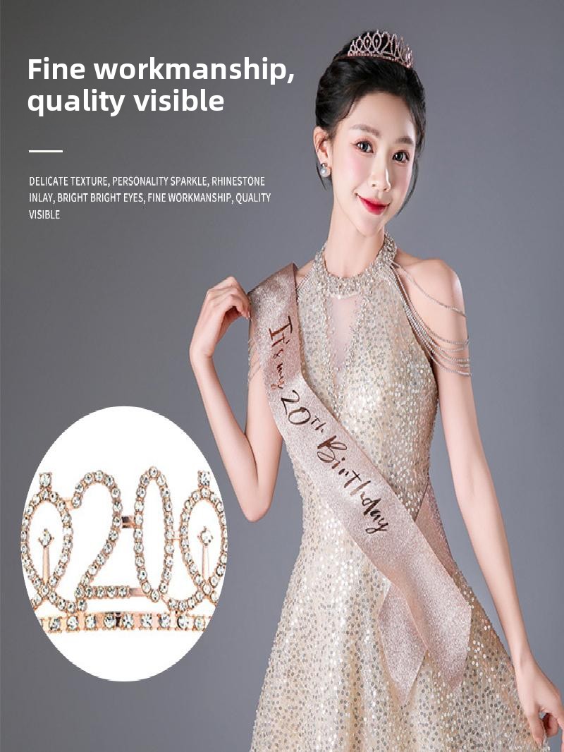 Champagne Gold Sparkle Crown S - Birthday Sash Glitter บทวิจารณ์และราคา