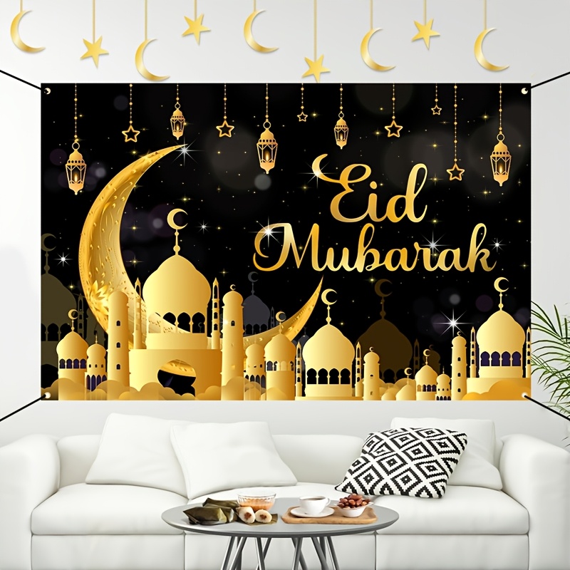 VIKAMA Eid Al Fitr Happy Backg - Party Banner Gold บทวิจารณ์และราคา
