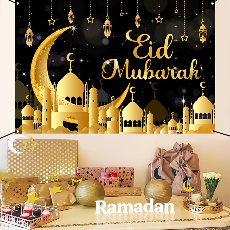 VIKAMA Eid Al Fitr Happy Backg - Party Banner Gold บทวิจารณ์และราคา