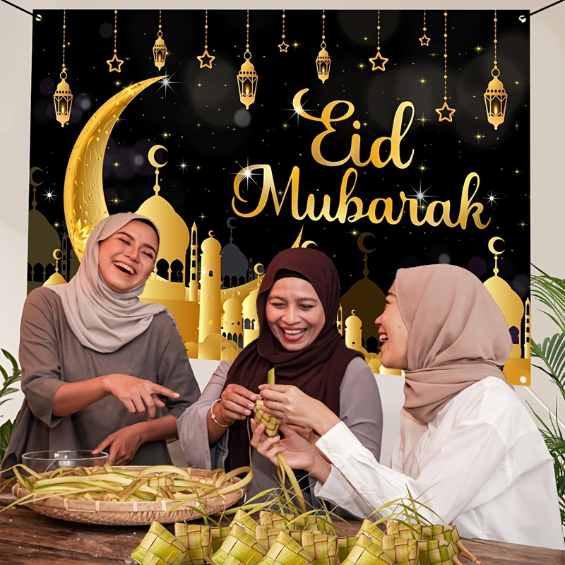 VIKAMA Eid Al Fitr Happy Backg - Party Banner Gold บทวิจารณ์และราคา