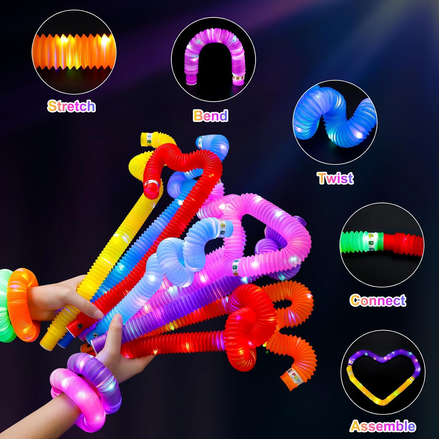 2/6/12 pcs LED Flash Pop Tubes - Cotton Candy Cone บทวิจารณ์และราคา