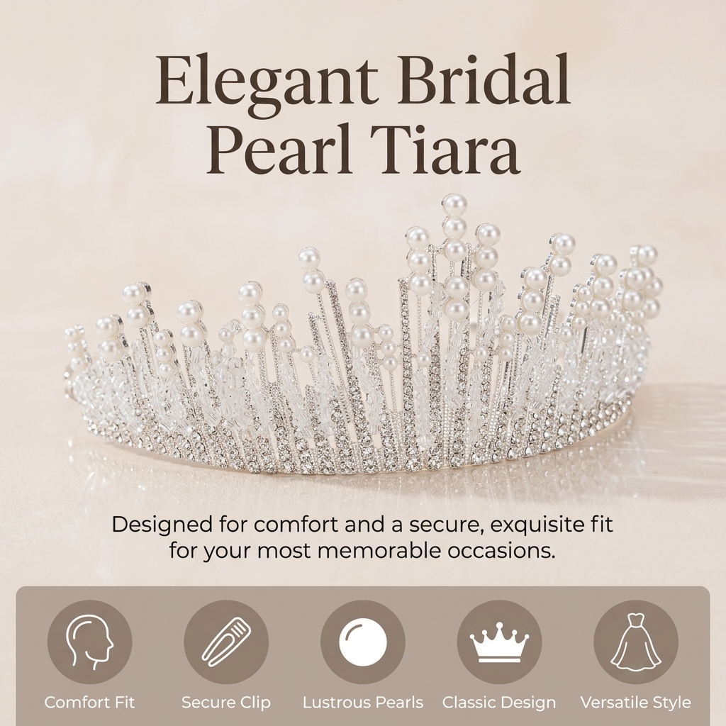 Bridal Pearl Crown Headpiece E - Event & Party Supply บทวิจารณ์และราคา