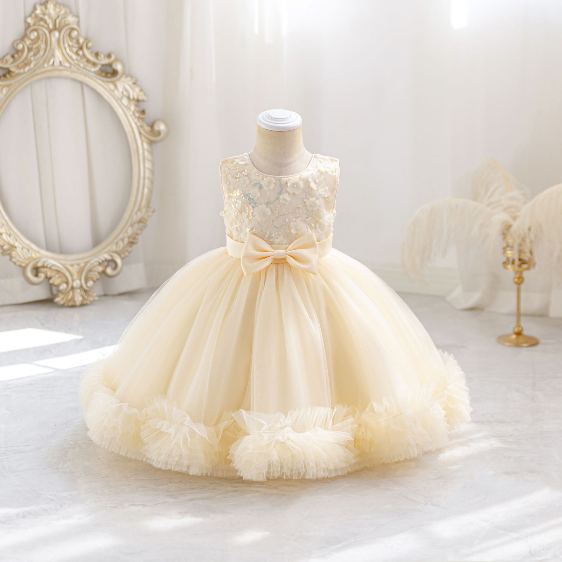 HETISO Tulle Puffy Flower Girl - Glitter Tablecloth บทวิจารณ์และราคา