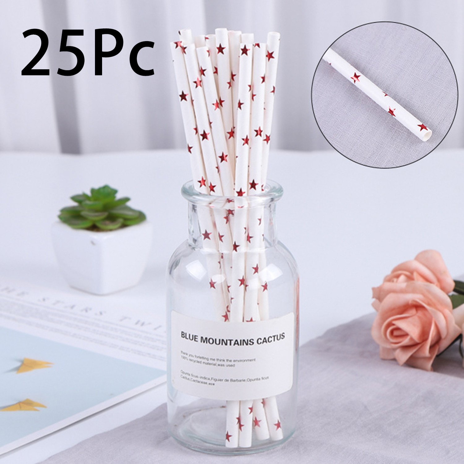 25 Pcs Colorful Disposable Pap - Paper Straw Color บทวิจารณ์และราคา