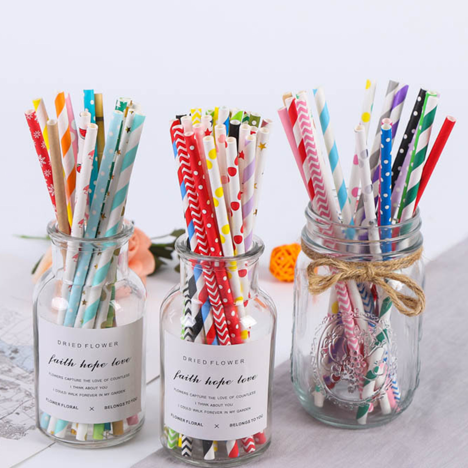 25 Pcs Colorful Disposable Pap - Paper Straw Color บทวิจารณ์และราคา