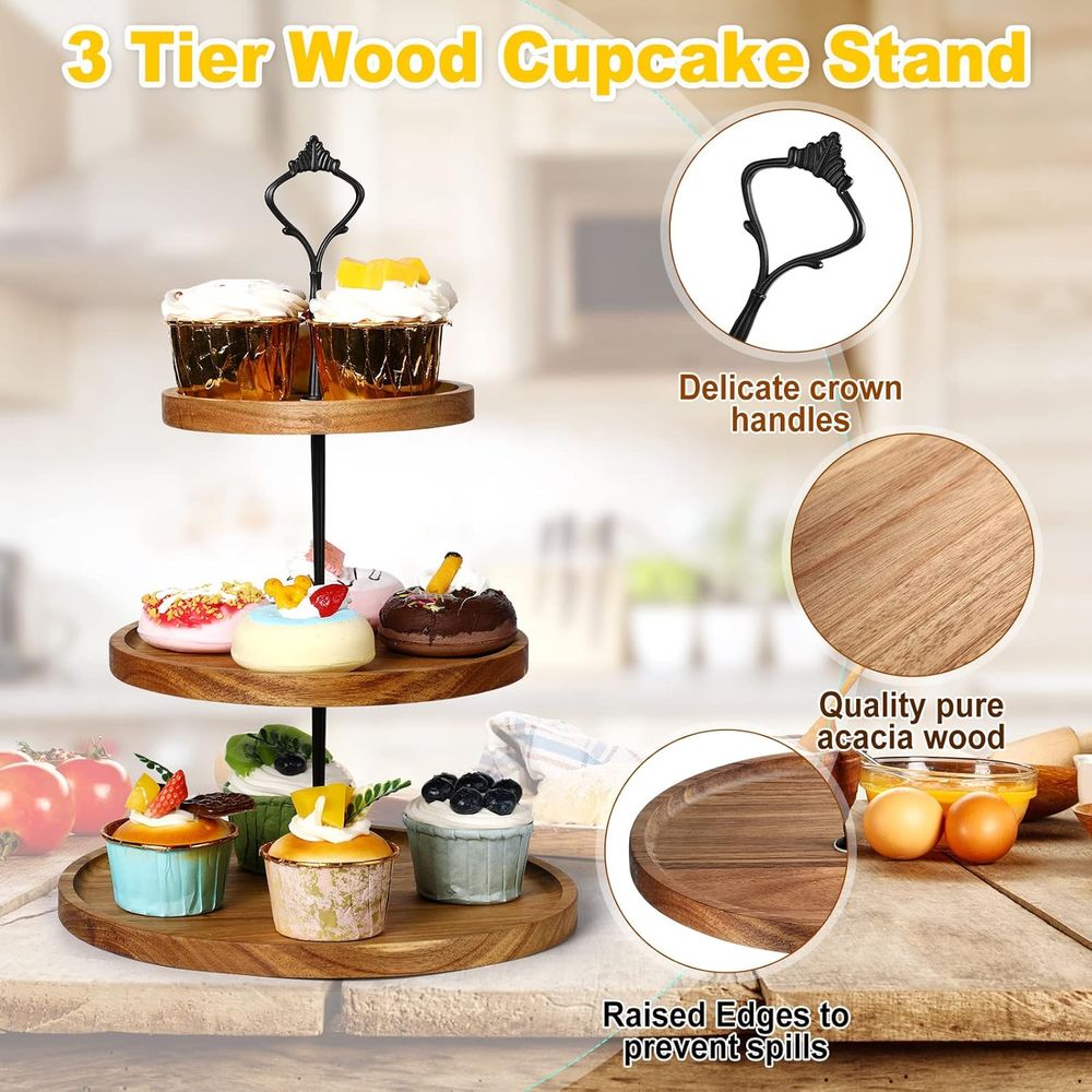 3 Set 3 Tier Wood Cupcake Stan - Cupcake Stand Tier บทวิจารณ์และราคา