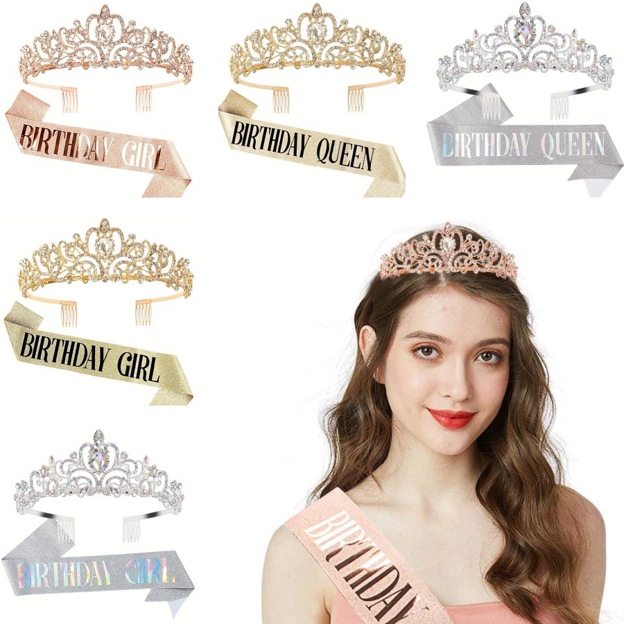 2pcs/Set Bling Rhinestone Crys - Birthday Sash Glitter บทวิจารณ์และราคา