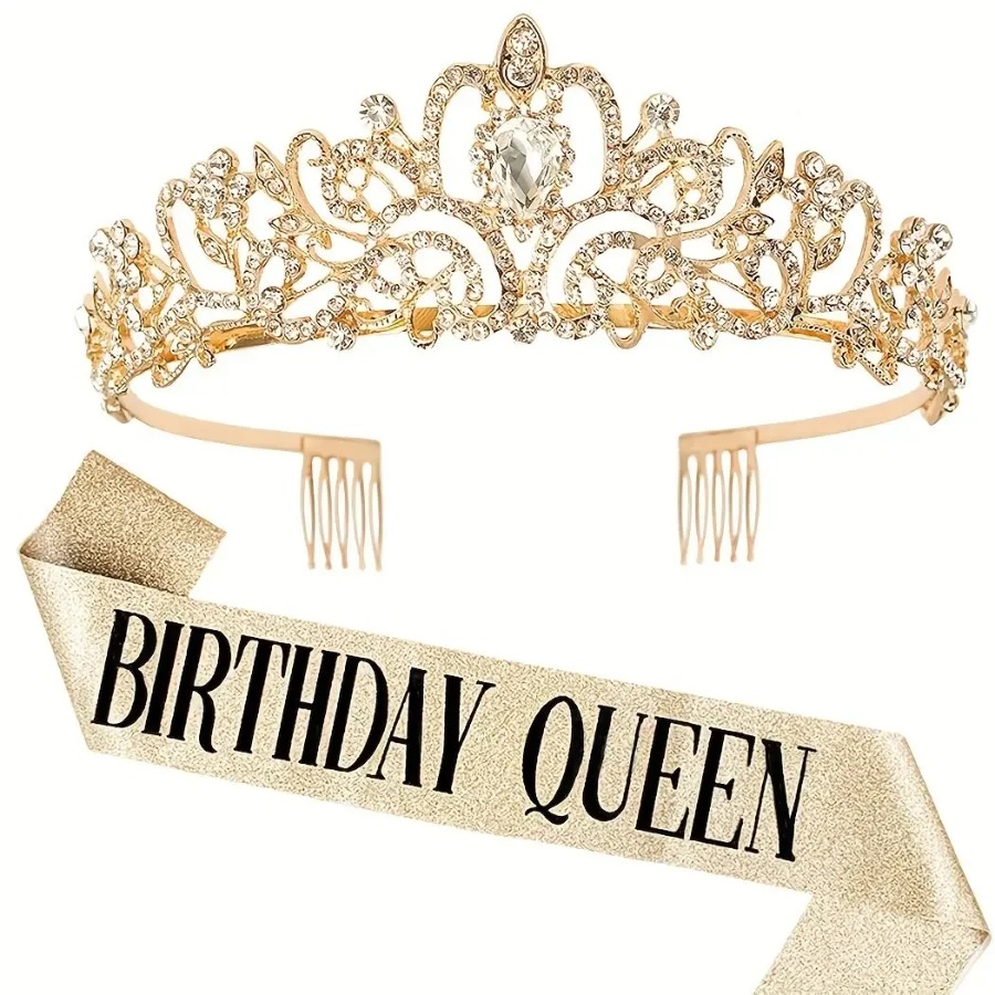 2pcs/Set Bling Rhinestone Crys - Birthday Sash Glitter บทวิจารณ์และราคา