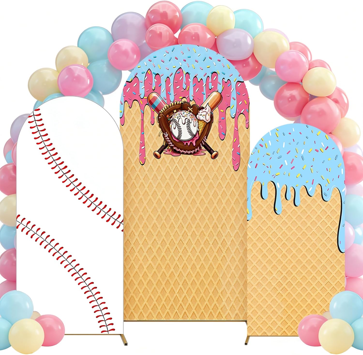 Baseball Ice Cream Drip Arch B - Dessert Table Backdrop บทวิจารณ์และราคา