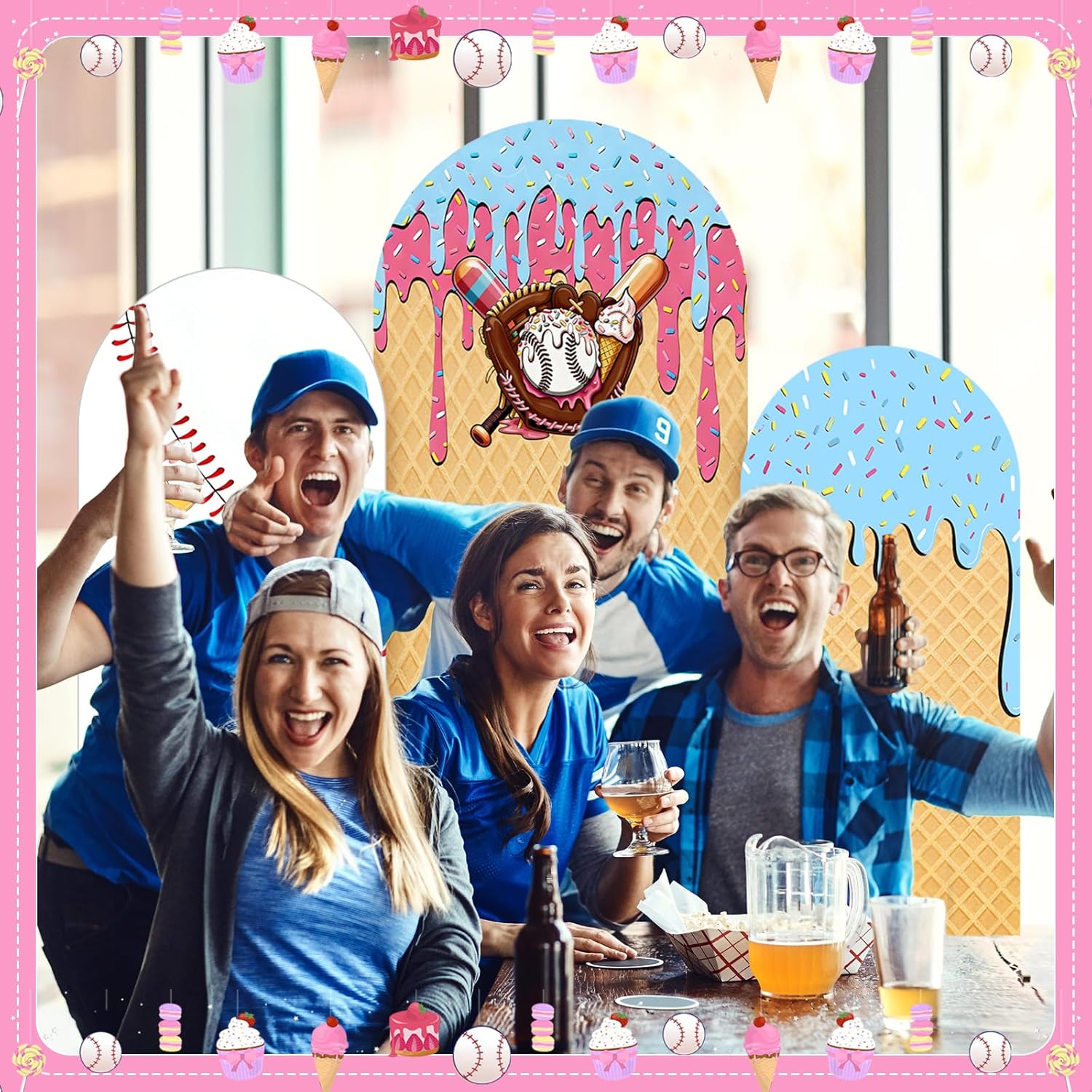 Baseball Ice Cream Drip Arch B - Dessert Table Backdrop บทวิจารณ์และราคา