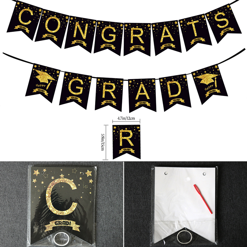 Graduation Party Decoration Se - Party Banner Gold บทวิจารณ์และราคา
