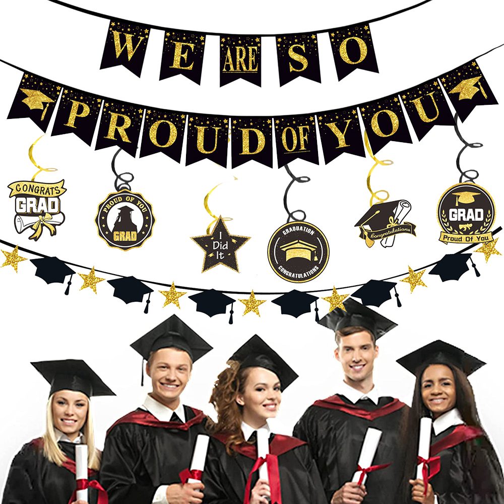 Graduation Party Decoration Se - Party Banner Gold บทวิจารณ์และราคา