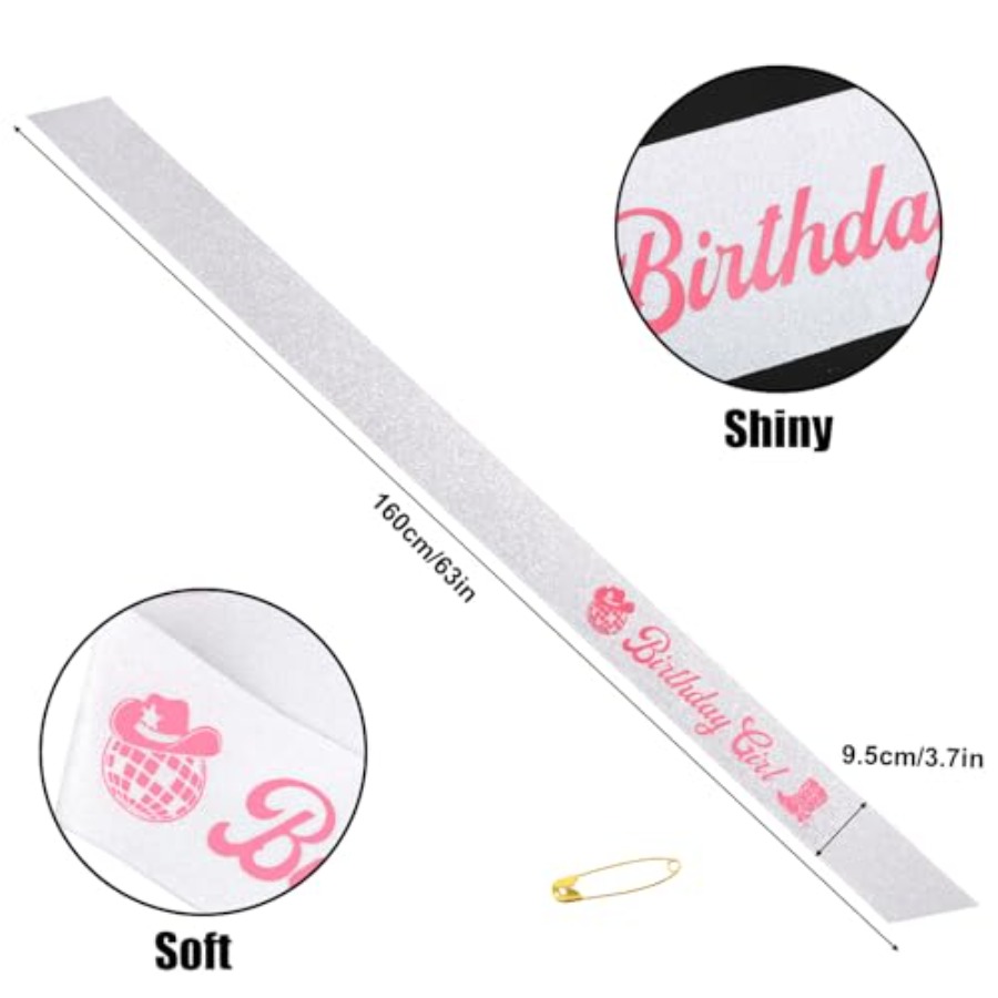 Birthday Girl Sash Pink Disco  - Birthday Sash Glitter บทวิจารณ์และราคา