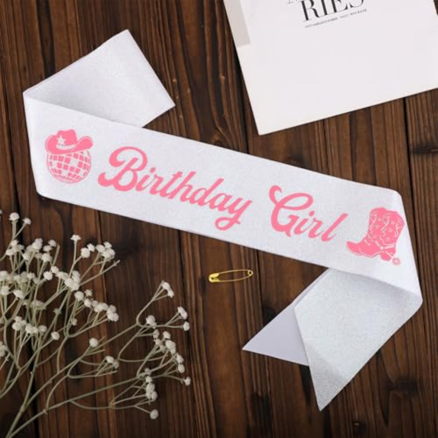 Birthday Girl Sash Pink Disco  - Birthday Sash Glitter บทวิจารณ์และราคา
