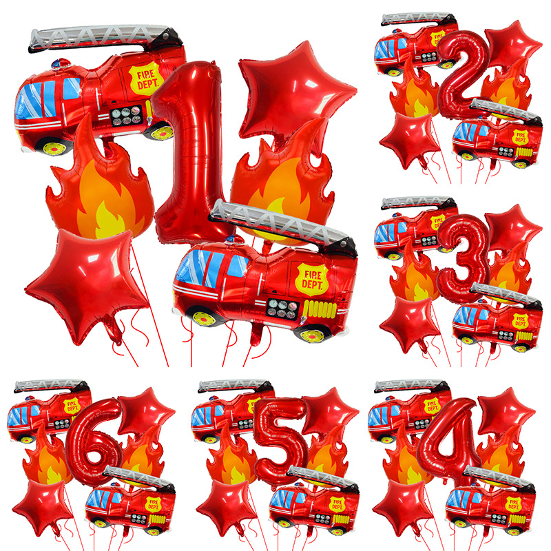 7PCS Fire Truck Themed Flame N - Balloon Arch Kit บทวิจารณ์และราคา