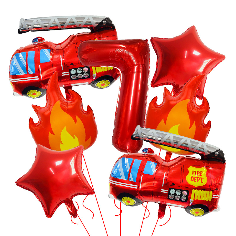7PCS Fire Truck Themed Flame N - Balloon Arch Kit บทวิจารณ์และราคา