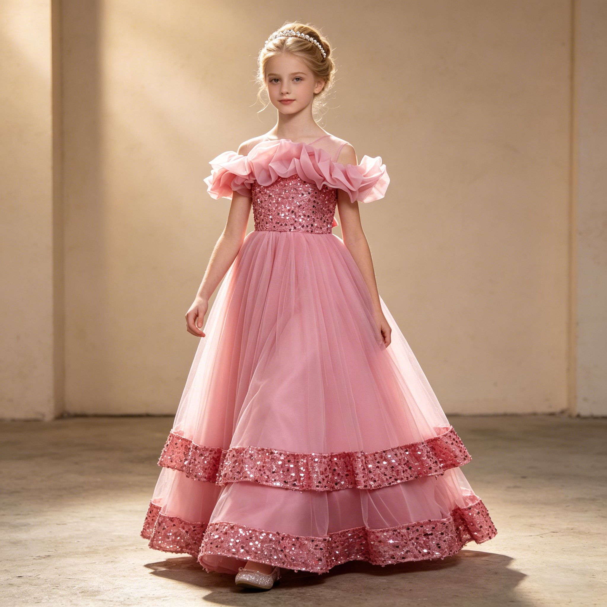 Girls Princess Off Shoulder Ru - Glitter Tablecloth บทวิจารณ์และราคา