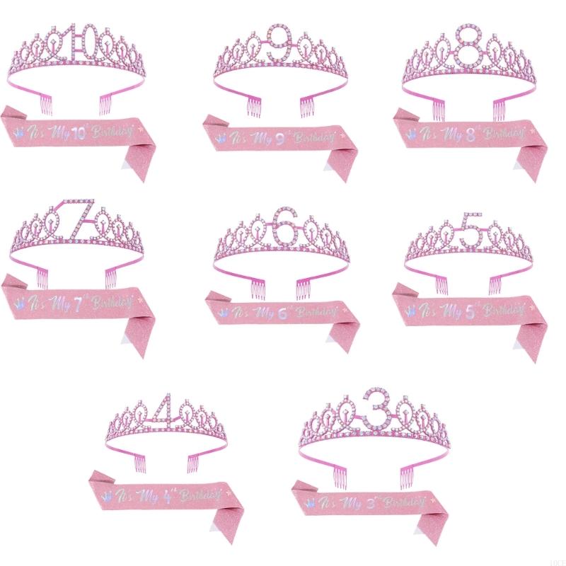 Glittering Pink Birthday Tiara - Birthday Sash Glitter บทวิจารณ์และราคา