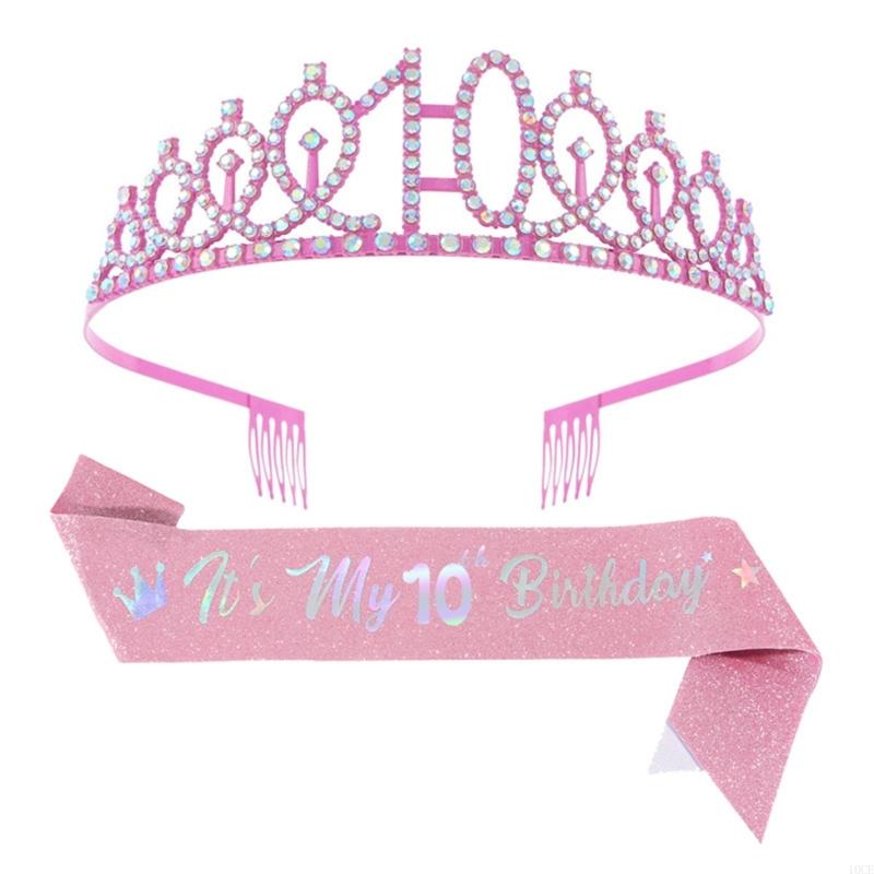 Glittering Pink Birthday Tiara - Birthday Sash Glitter บทวิจารณ์และราคา