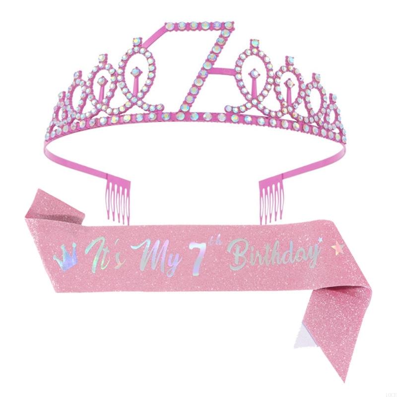 Glittering Pink Birthday Tiara - Birthday Sash Glitter บทวิจารณ์และราคา