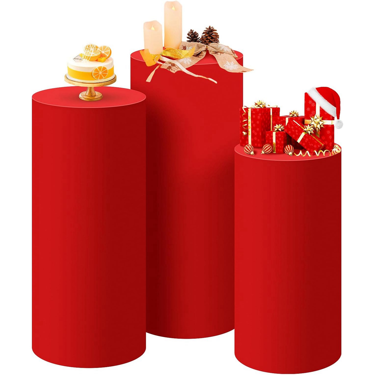 Yeele Red Cylinder Stand Cover - Dessert Table Backdrop บทวิจารณ์และราคา