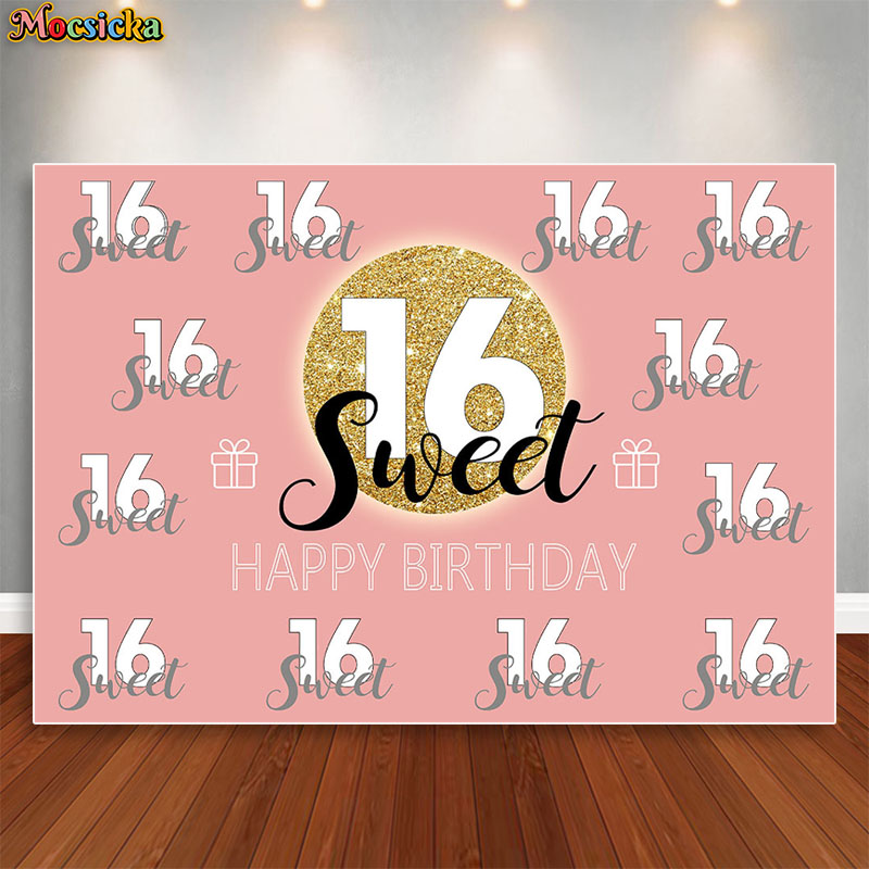 Mocsicka Sweet 16 Birthday Bac - Dessert Table Backdrop บทวิจารณ์และราคา