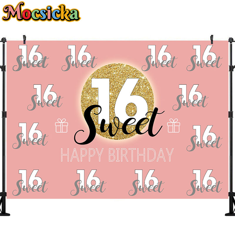 Mocsicka Sweet 16 Birthday Bac - Dessert Table Backdrop บทวิจารณ์และราคา