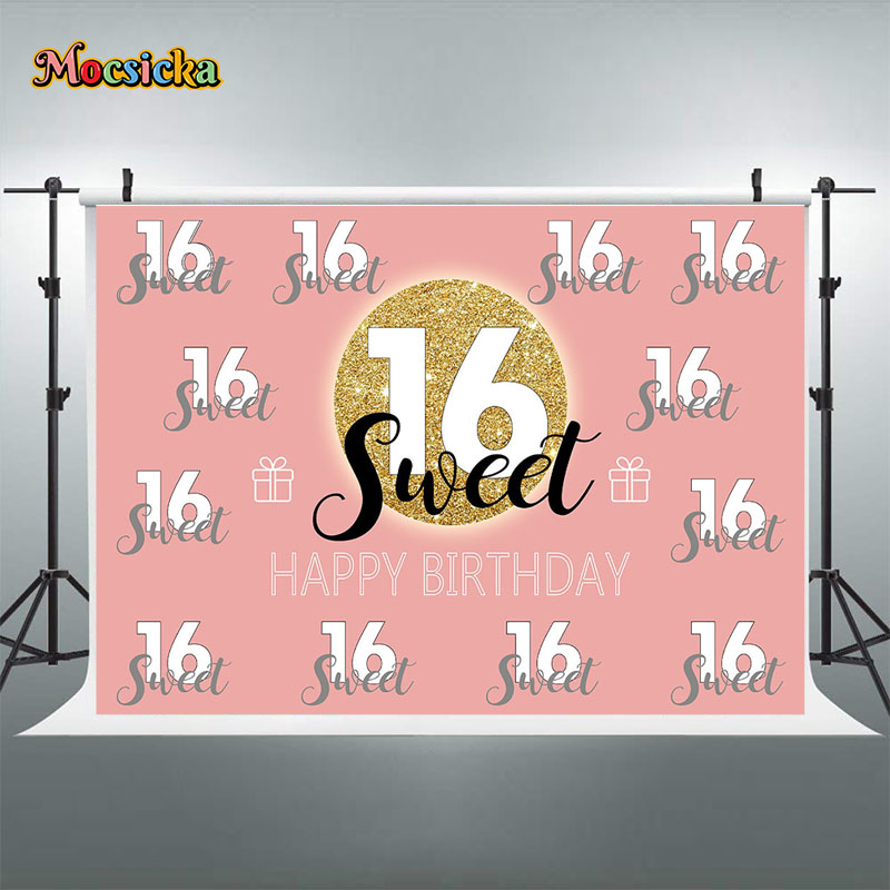 Mocsicka Sweet 16 Birthday Bac - Dessert Table Backdrop บทวิจารณ์และราคา