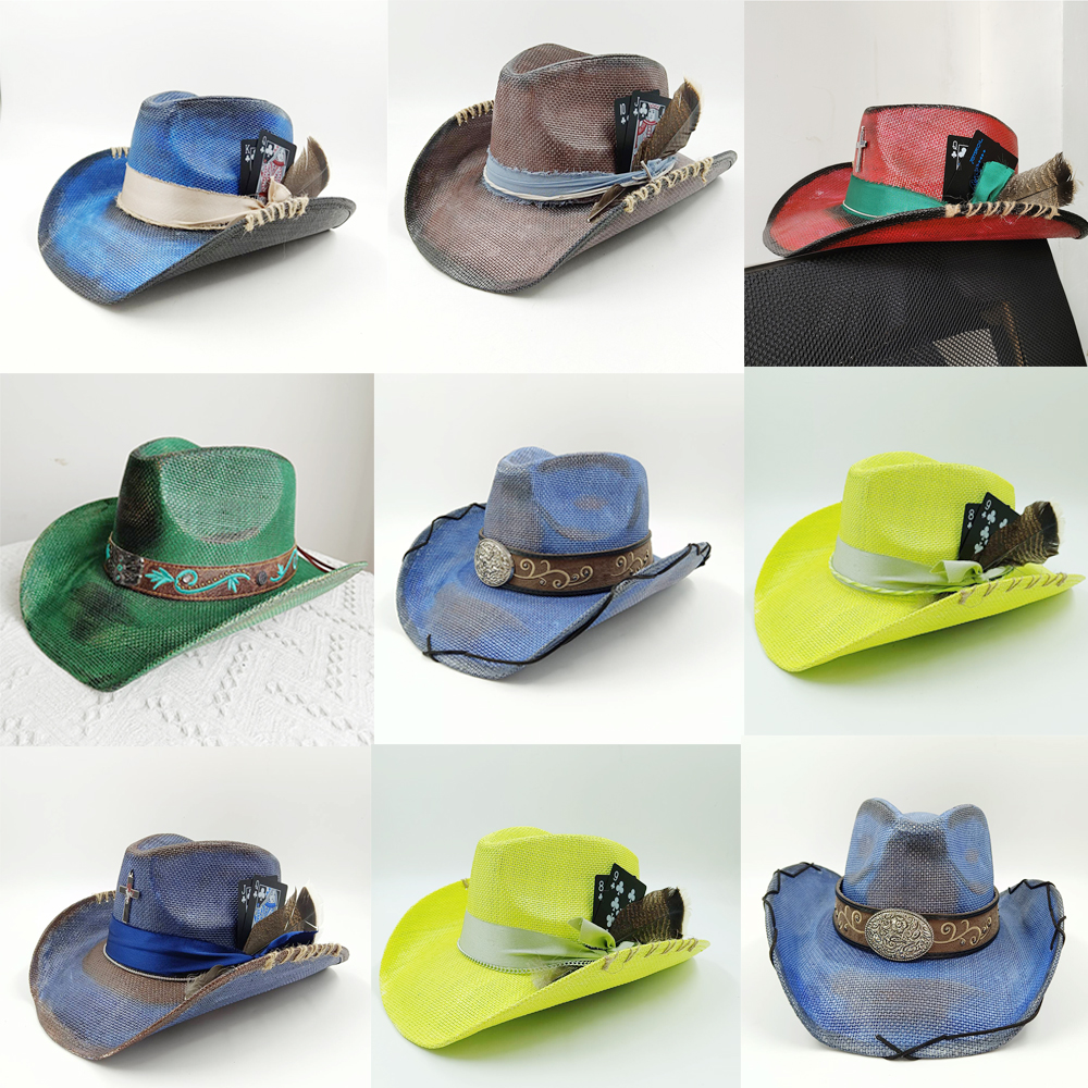 Western summer cowboy hat stra - Paper Straw Color บทวิจารณ์และราคา