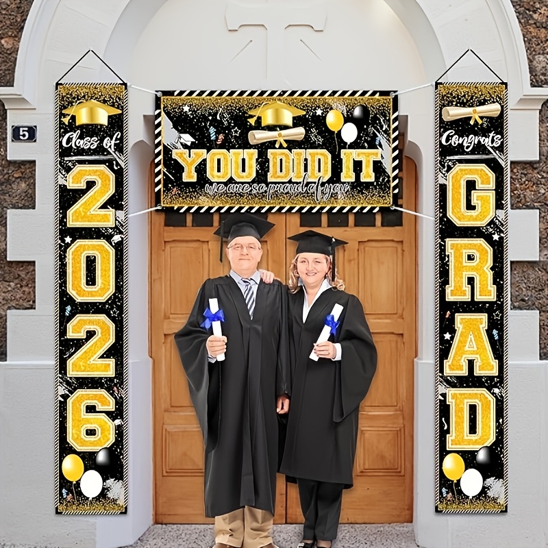 2D 3Pcs 2026 Graduation Banner - Party Banner Gold บทวิจารณ์และราคา