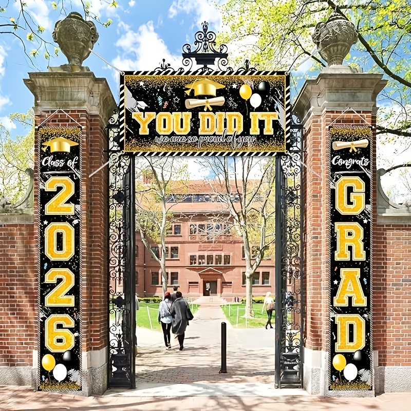2D 3Pcs 2026 Graduation Banner - Party Banner Gold บทวิจารณ์และราคา
