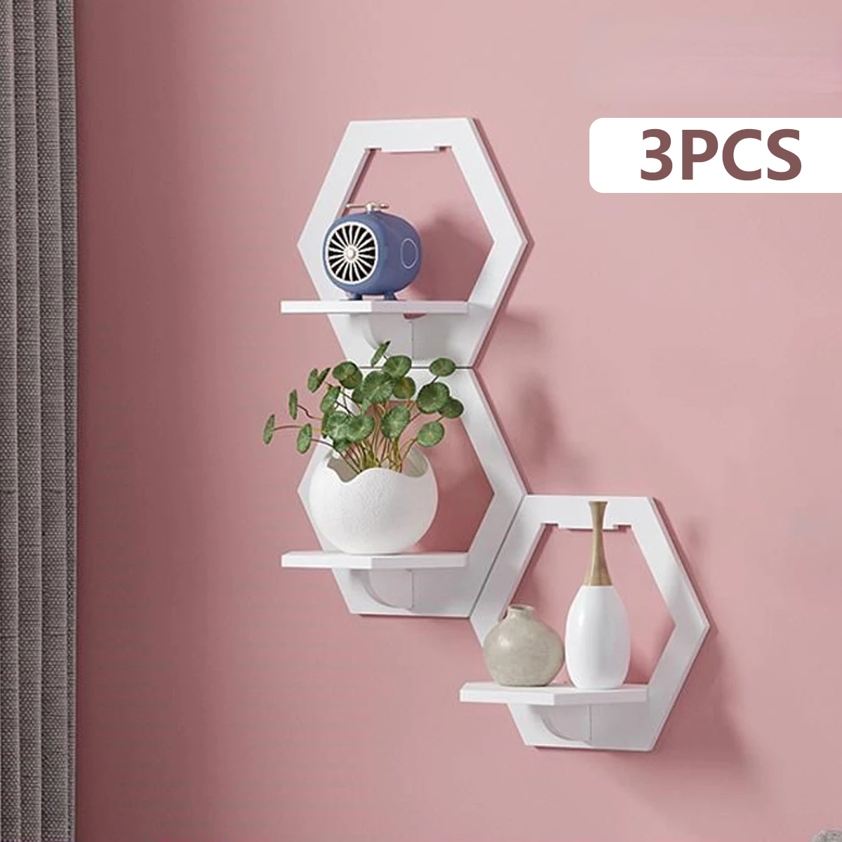 3Pcs Hexagon Wall Shelf Punch  - Flower Wall Panel บทวิจารณ์และราคา