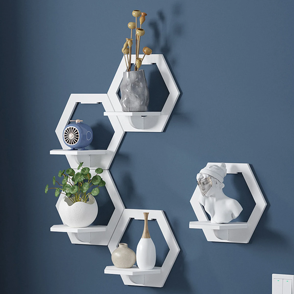 3Pcs Hexagon Wall Shelf Punch  - Flower Wall Panel บทวิจารณ์และราคา