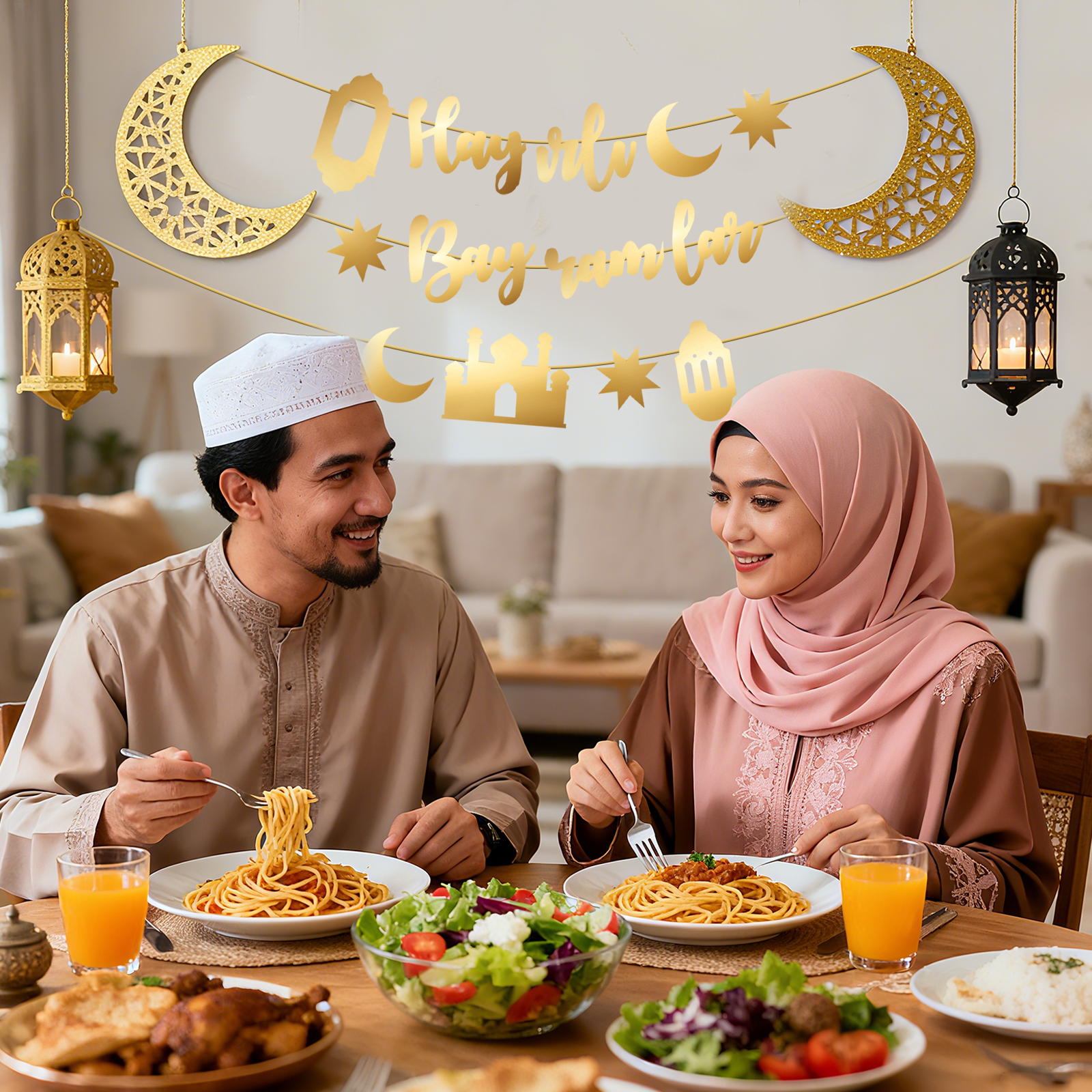 Hayirli Bayramlar Garland Deco - Party Banner Gold บทวิจารณ์และราคา