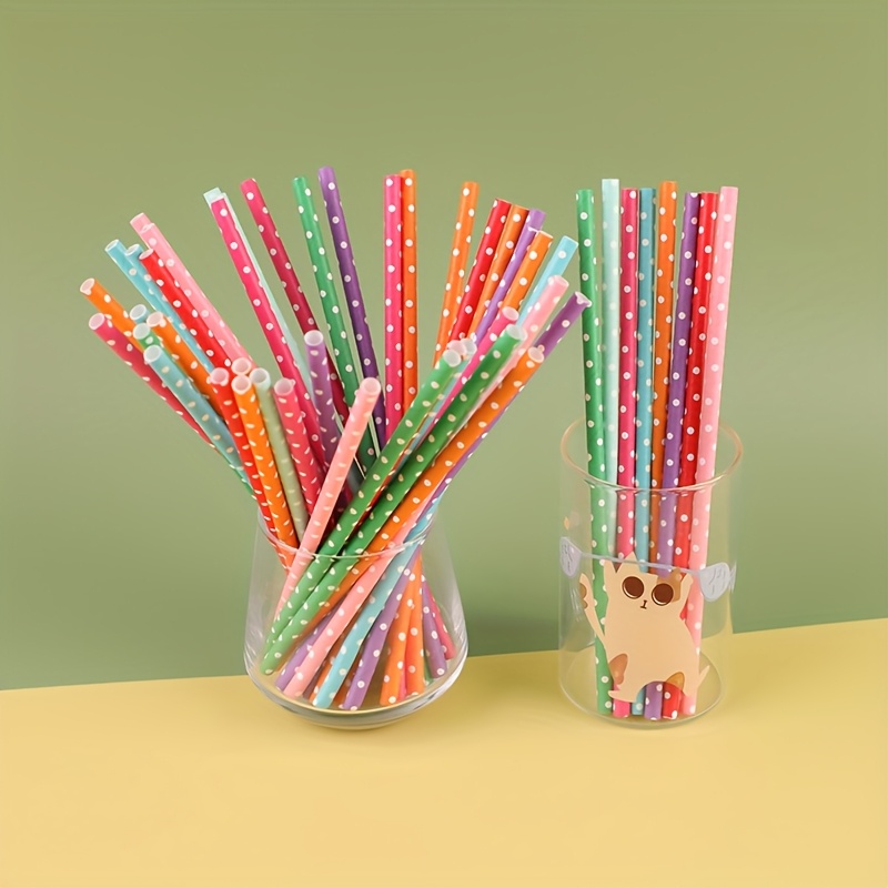 100pcs colorful disposable pap - Paper Straw Color บทวิจารณ์และราคา