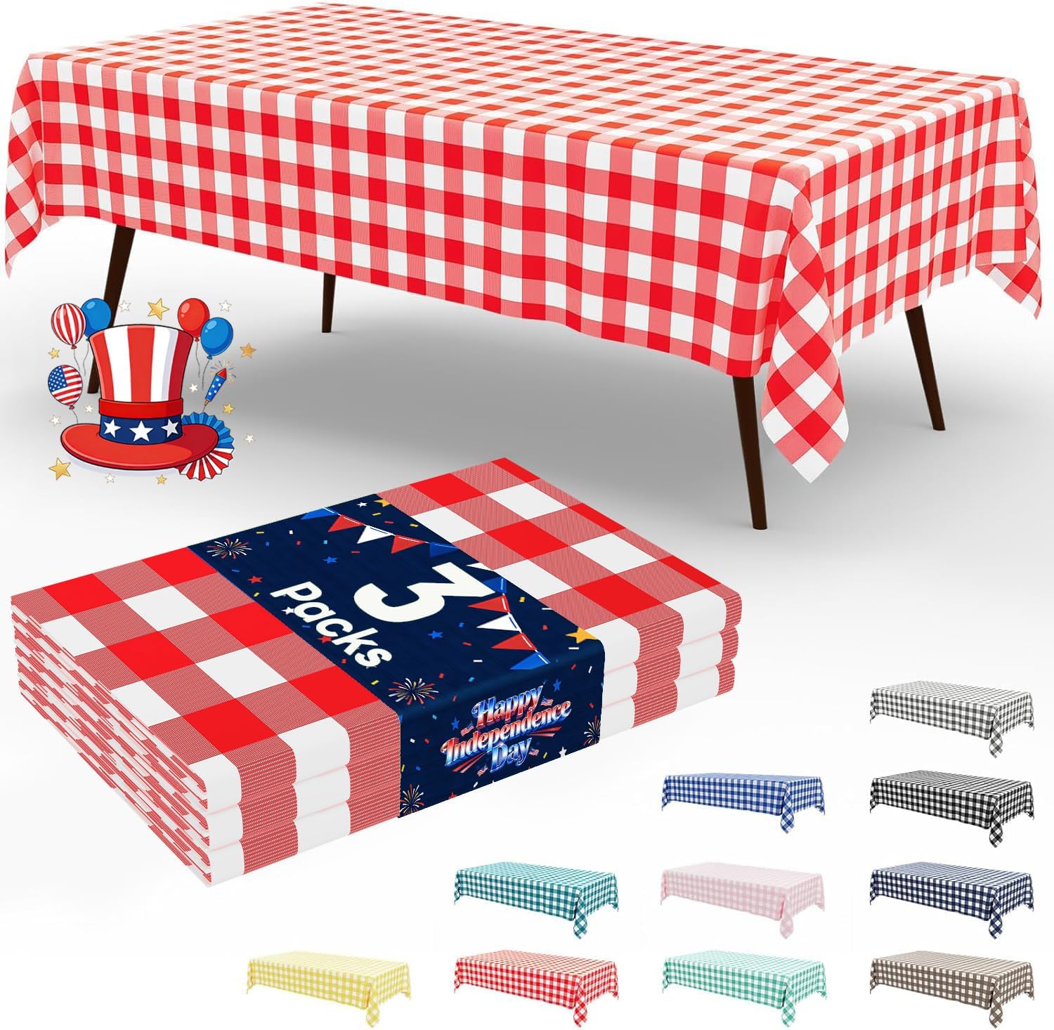 Smiry 3 Pack Red Gingham Dispo - Table Cloth Disposable บทวิจารณ์และราคา