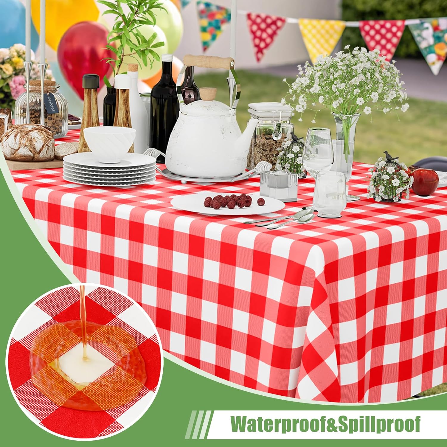 Smiry 3 Pack Red Gingham Dispo - Table Cloth Disposable บทวิจารณ์และราคา