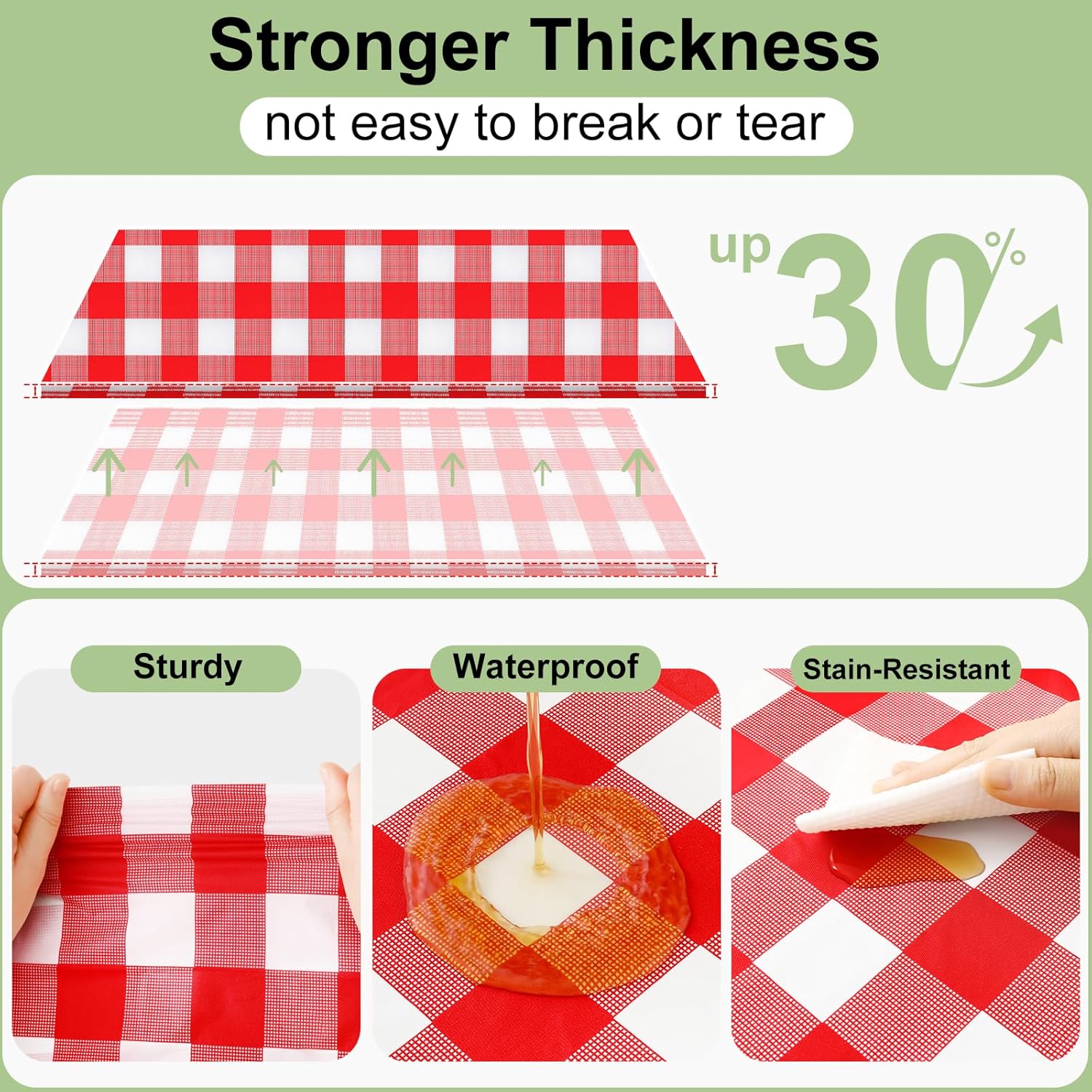 Smiry 3 Pack Red Gingham Dispo - Table Cloth Disposable บทวิจารณ์และราคา