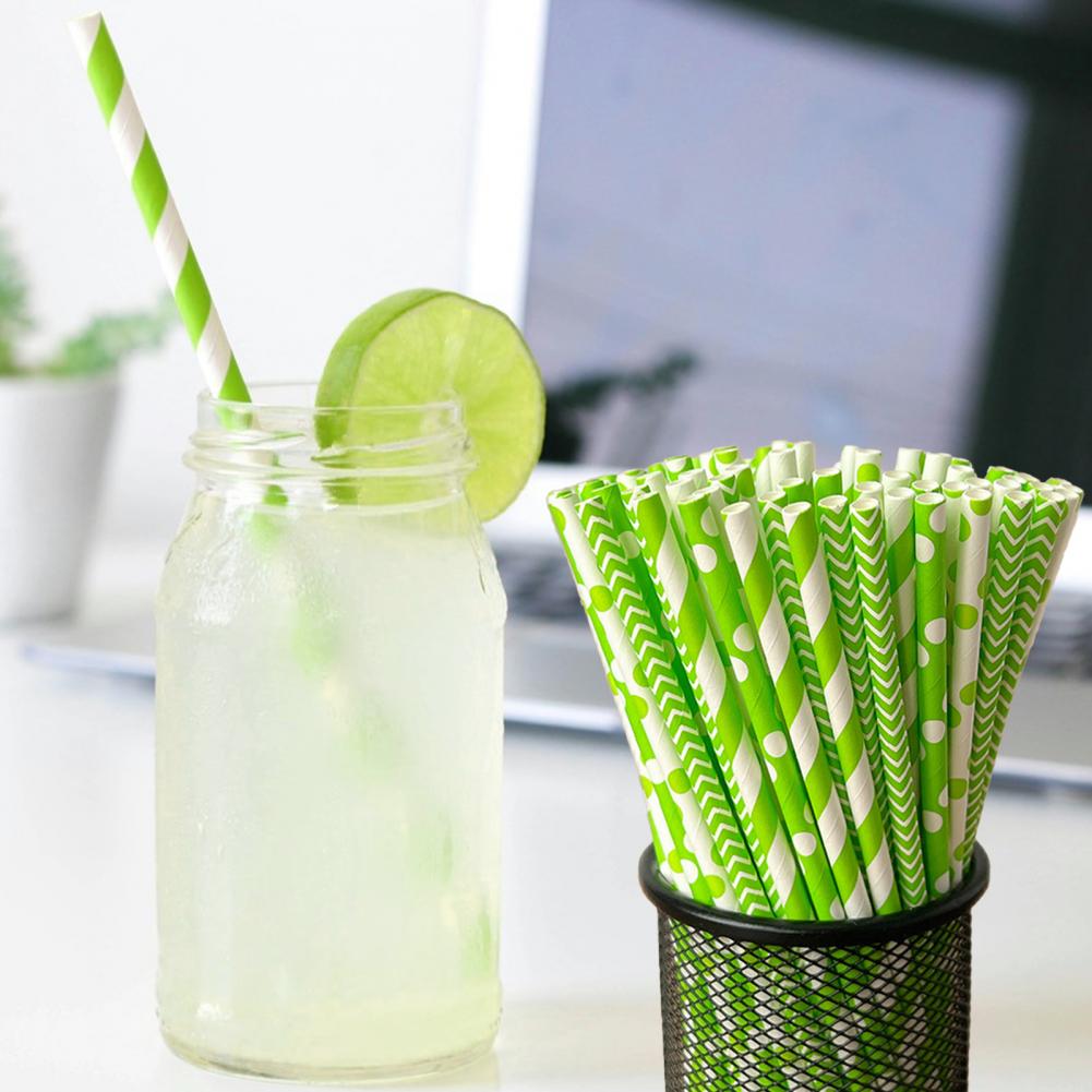 100Pcs Colorful Striped Print  - Paper Straw Color บทวิจารณ์และราคา