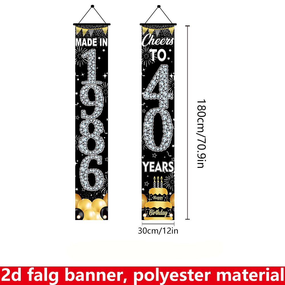 2Pcs 2D Flat 40th Birthday Ban - Party Banner Gold บทวิจารณ์และราคา
