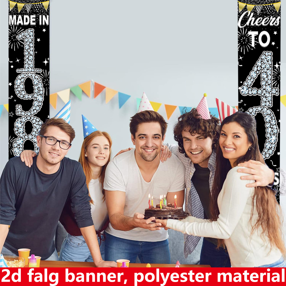 2Pcs 2D Flat 40th Birthday Ban - Party Banner Gold บทวิจารณ์และราคา