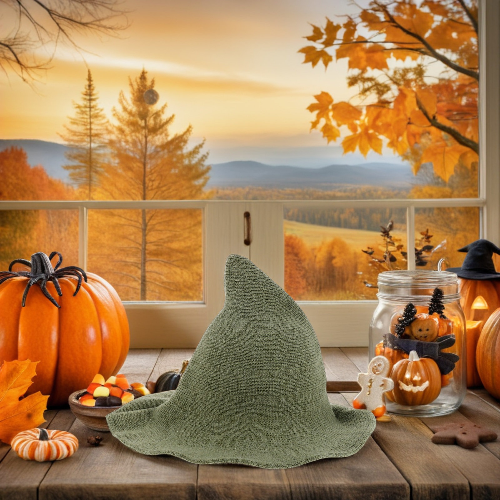 Halloween Witch Hat Wool Blend - Party Hat Cone บทวิจารณ์และราคา