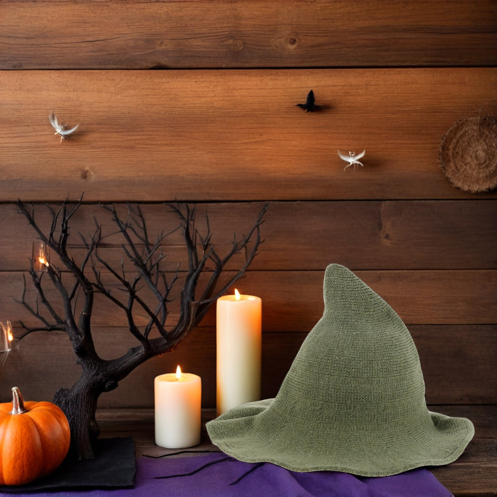 Halloween Witch Hat Wool Blend - Party Hat Cone บทวิจารณ์และราคา